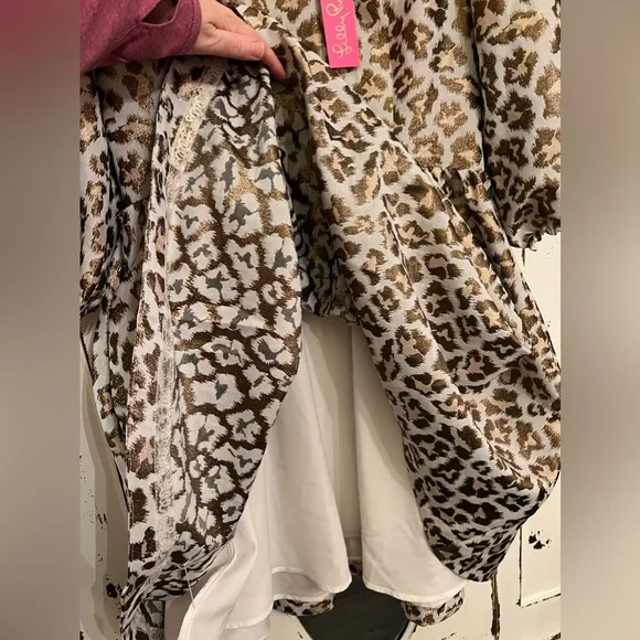 SOLD.  NWT Lilly Pulitzer Calyssa Dress Gold Metallic Leopard Jacquard | 12 - Picture 11 of 12